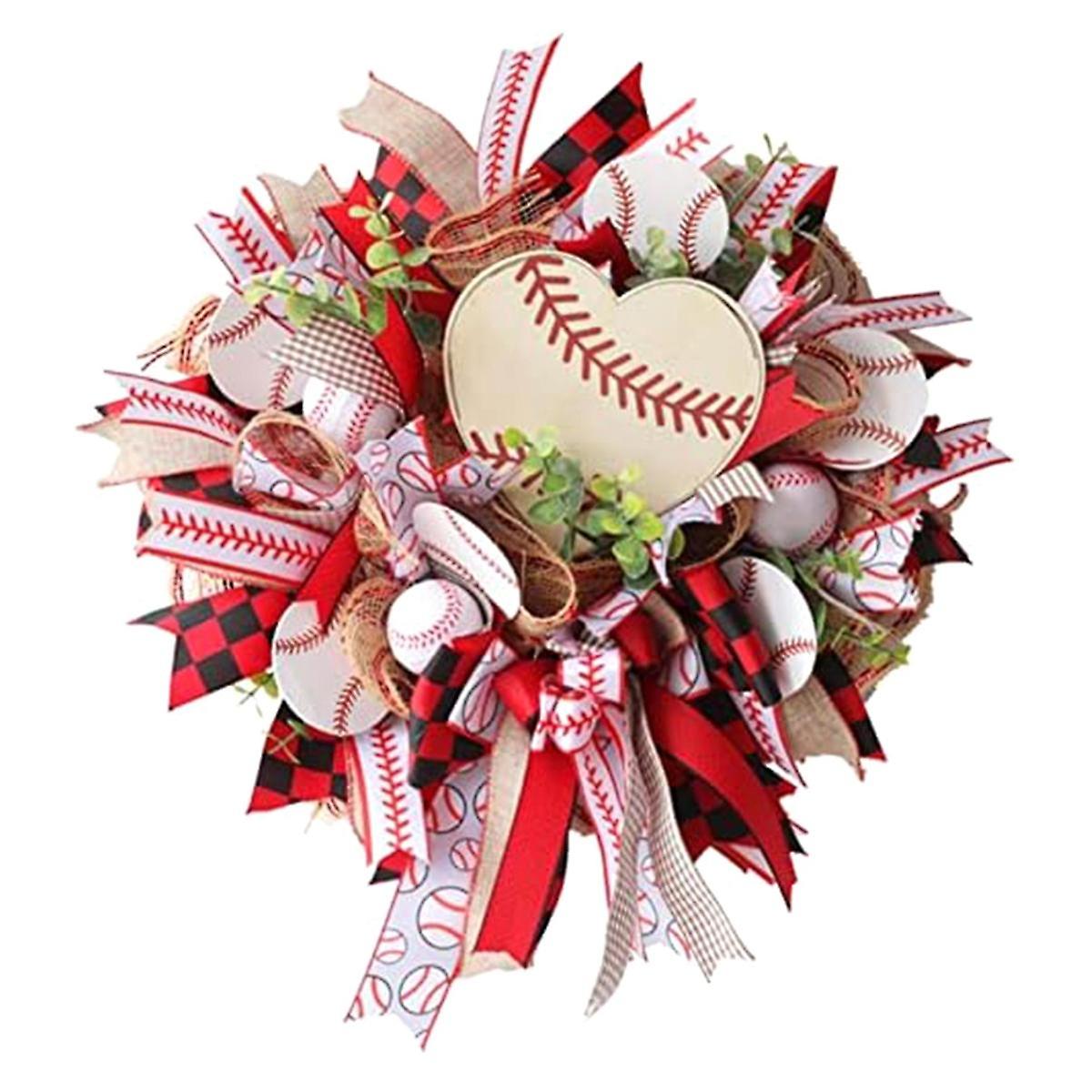 Patriotic Wreath Hanging Pendants Ornaments Baseball Wreath Decor Patriotic Wreath for Festival Cel