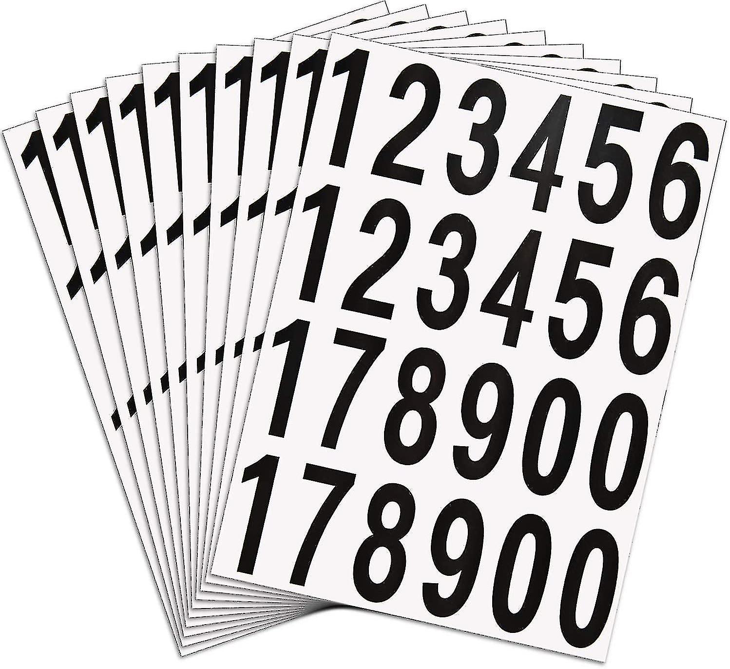 240 Pieces 10 Sheets Numbers Stickers Mailbox Numbers Self Adhesive Vinyl Numbers For Residence And Mailbox Signs (2 Inch  Black On White)