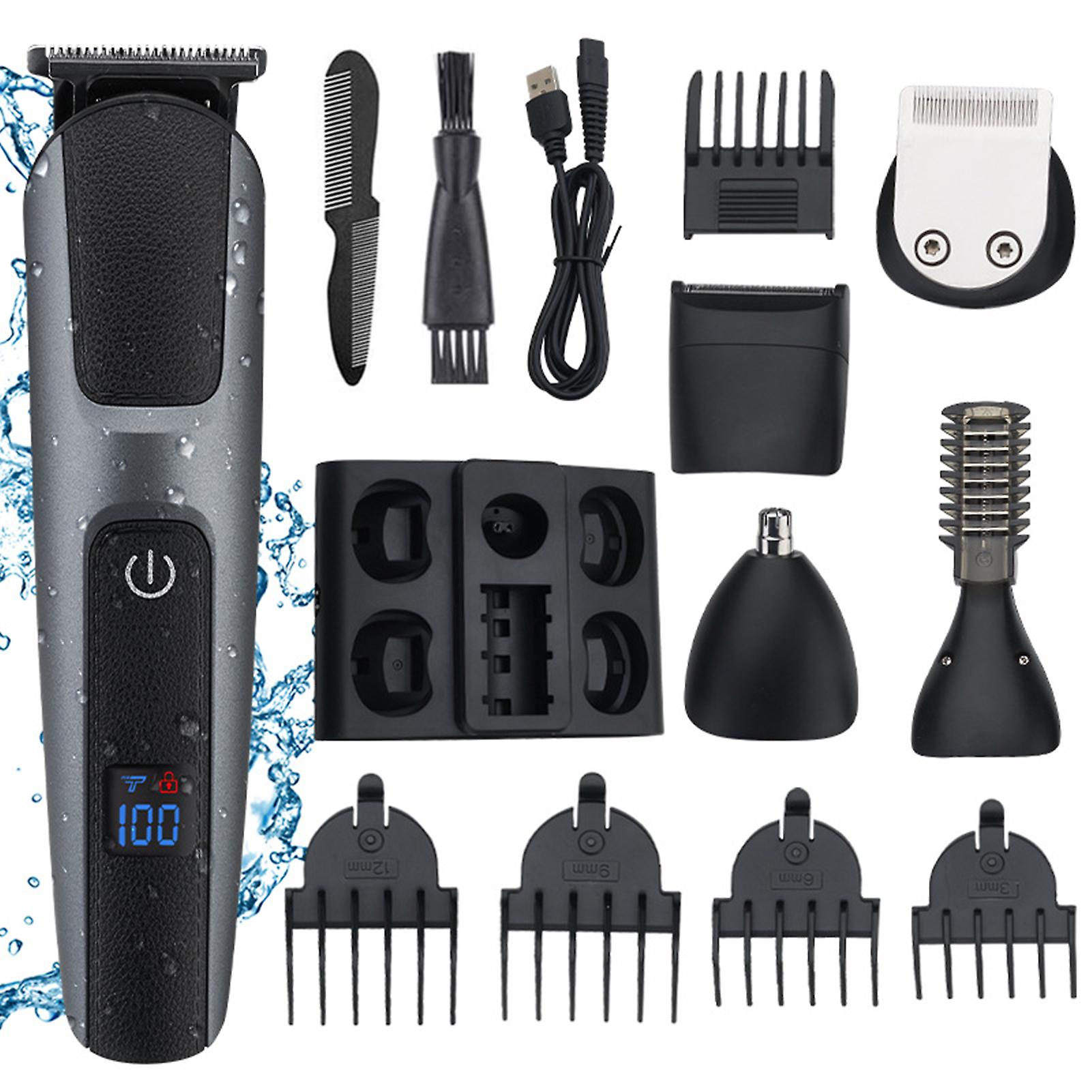 Multifunctional Electric Beard Shaver Lcd Digital Display Washable Cordless