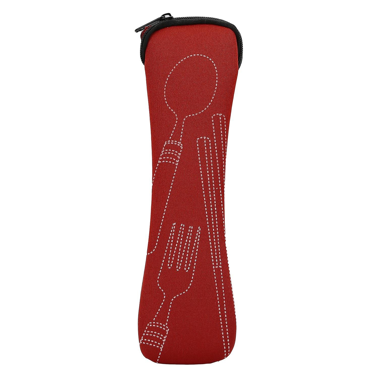 Tableware Bag Portable Wear-resistant Fabric Tableware Spoon Fork Storage Pouch for Office