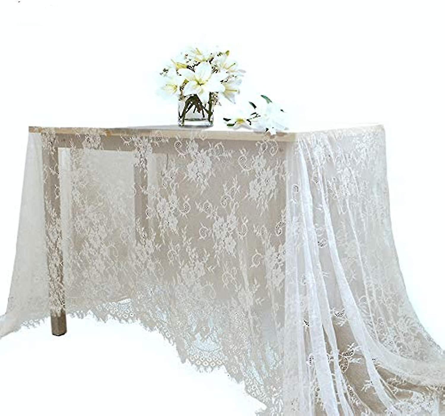 Mantel de encaje blanco Fiesta de bodas Banquete Mantel rectangular