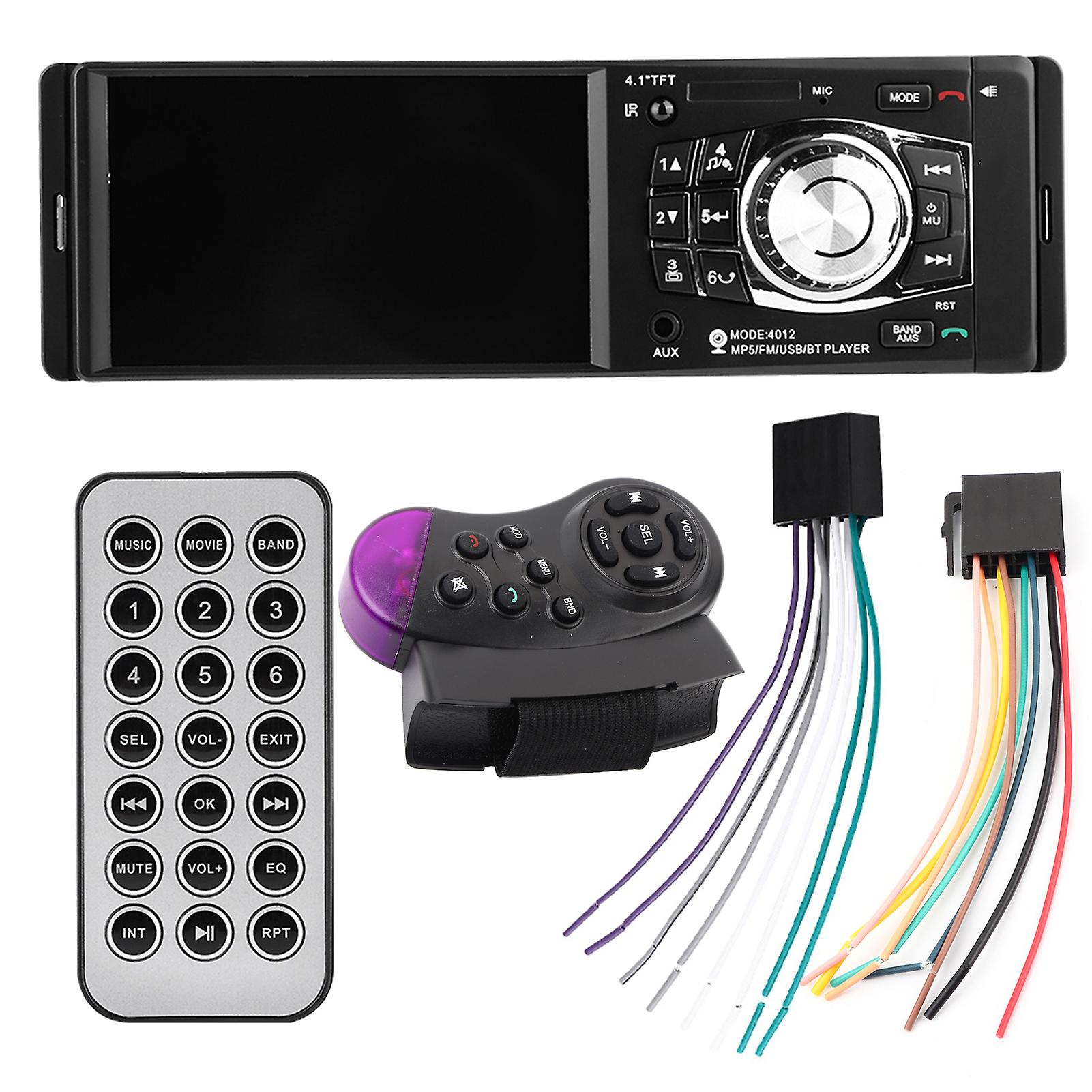Lecteur MP5 de voiture Bluetooth 4,1 pouces, vidéo, radio FM, USB, AUX, télécommande au volant