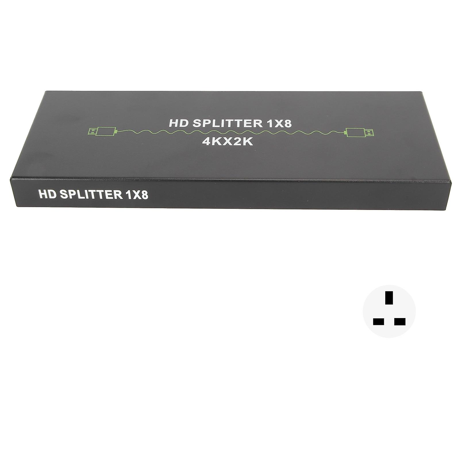 4K HD Multimedia Interface Splitter 1x8, Distribute o/Video to 8 Displays, UK Plug