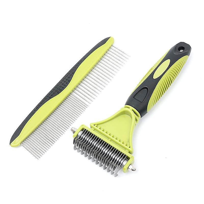 Double-sided knotted pet rake comb steel needle comb set