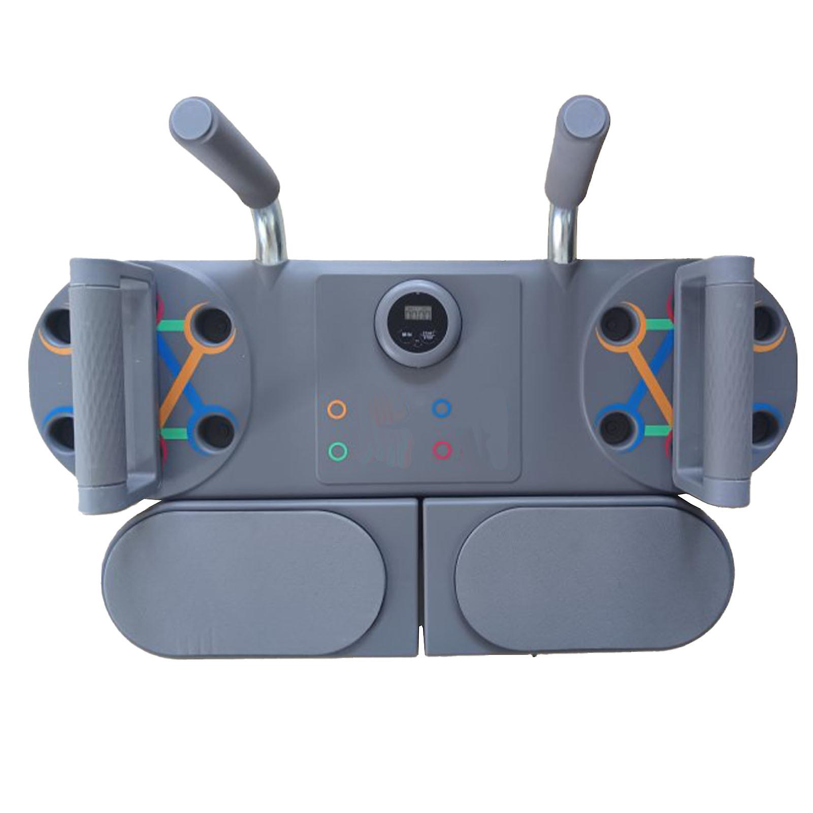 Push Up Board Plank Training Board Portable Multi Function Home Fitness Equipment with Resistance Bands Charcoal Grey