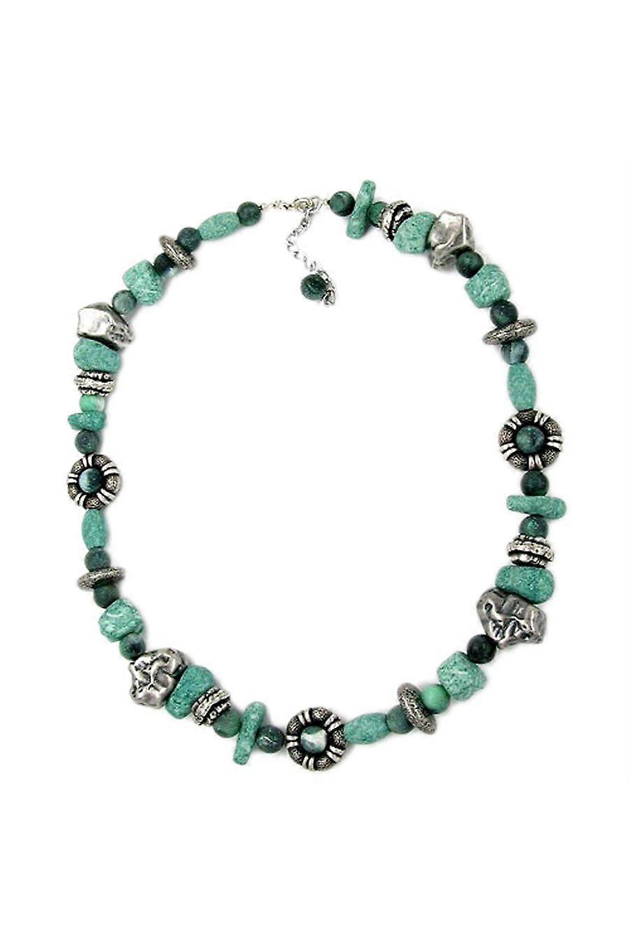 Necklace Beads Turquoise & Grey 60cm - Gl05604