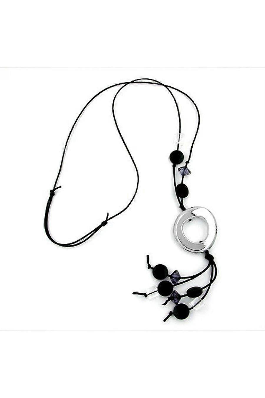 Necklace Grey-black Beads 90cm - Gl02764