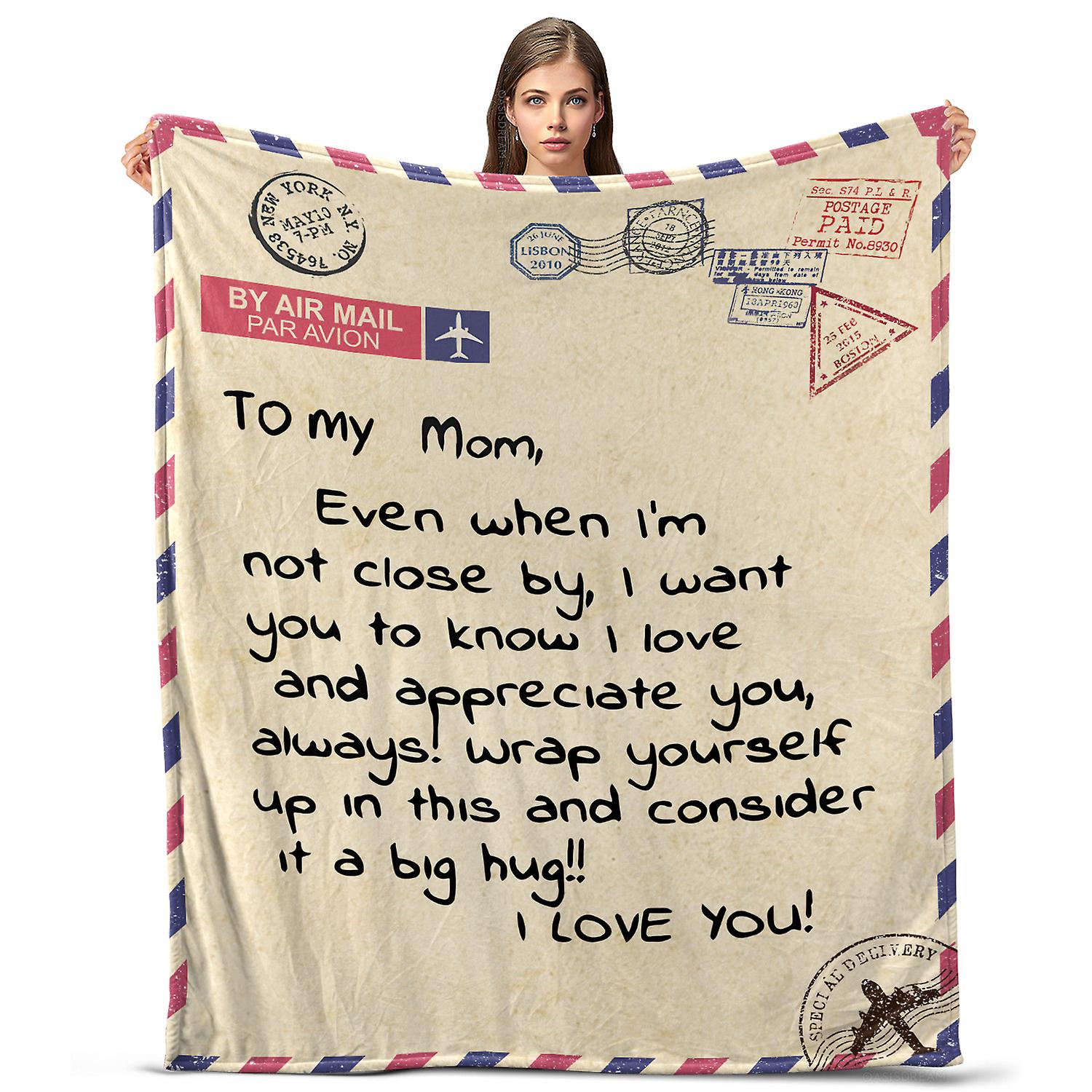 Oasisdream Anneler Günü için Sıcak Bir Mektup Hediyesi ile Kanepe, Ofis, Cilt Dostu Anneme Battaniye Atın