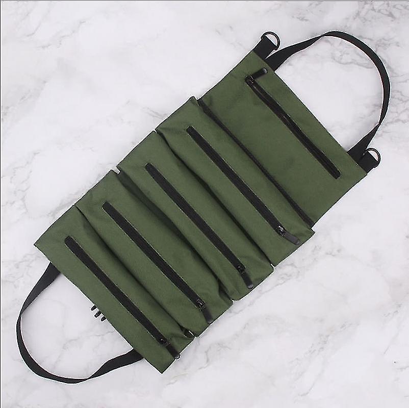 Rolling Tool Bag（Green）, Tool Carrier Bags with 5 Zippered Pockets, Heavy Duty Oxford Portable Tool