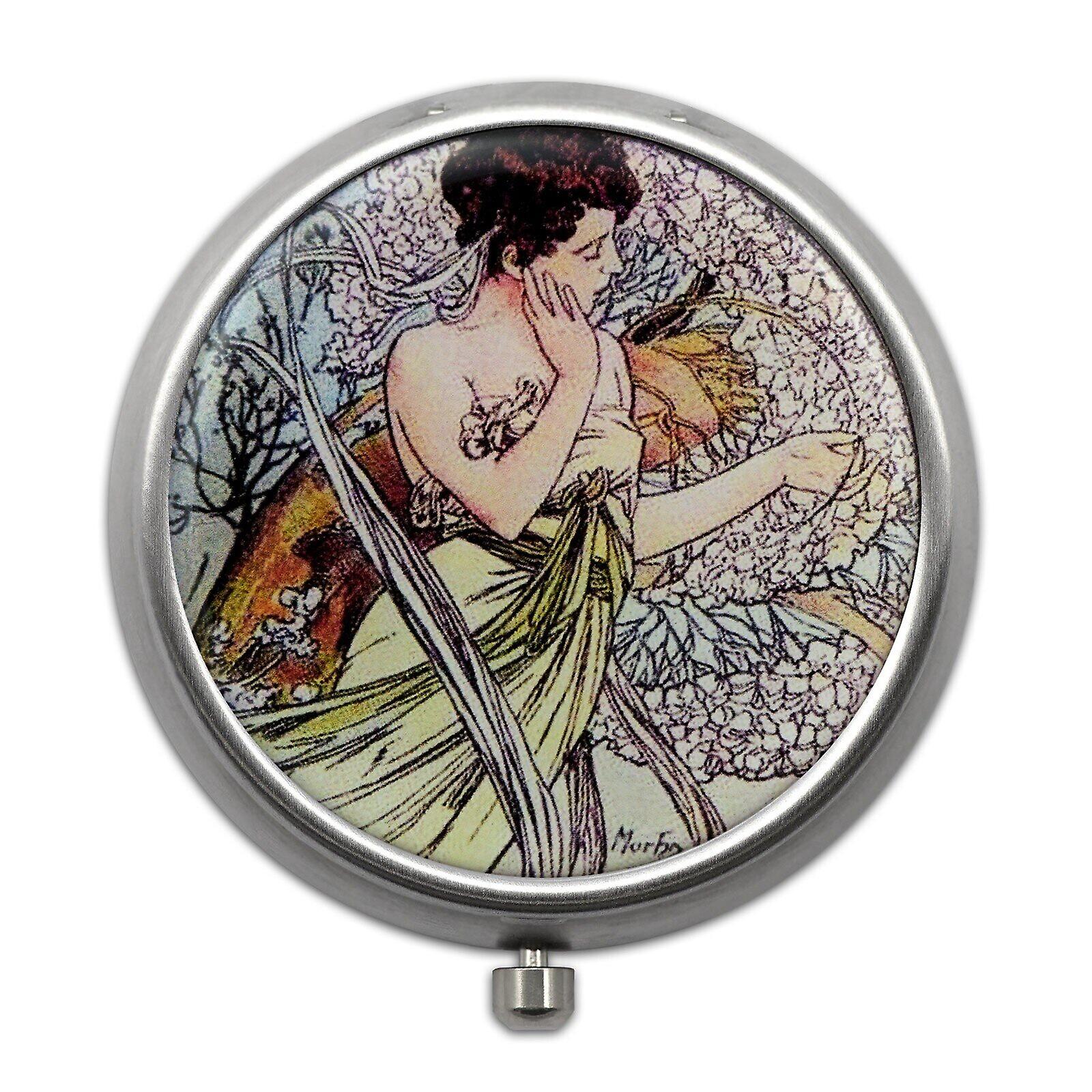 Pill Box with Four Seasons Designs - April