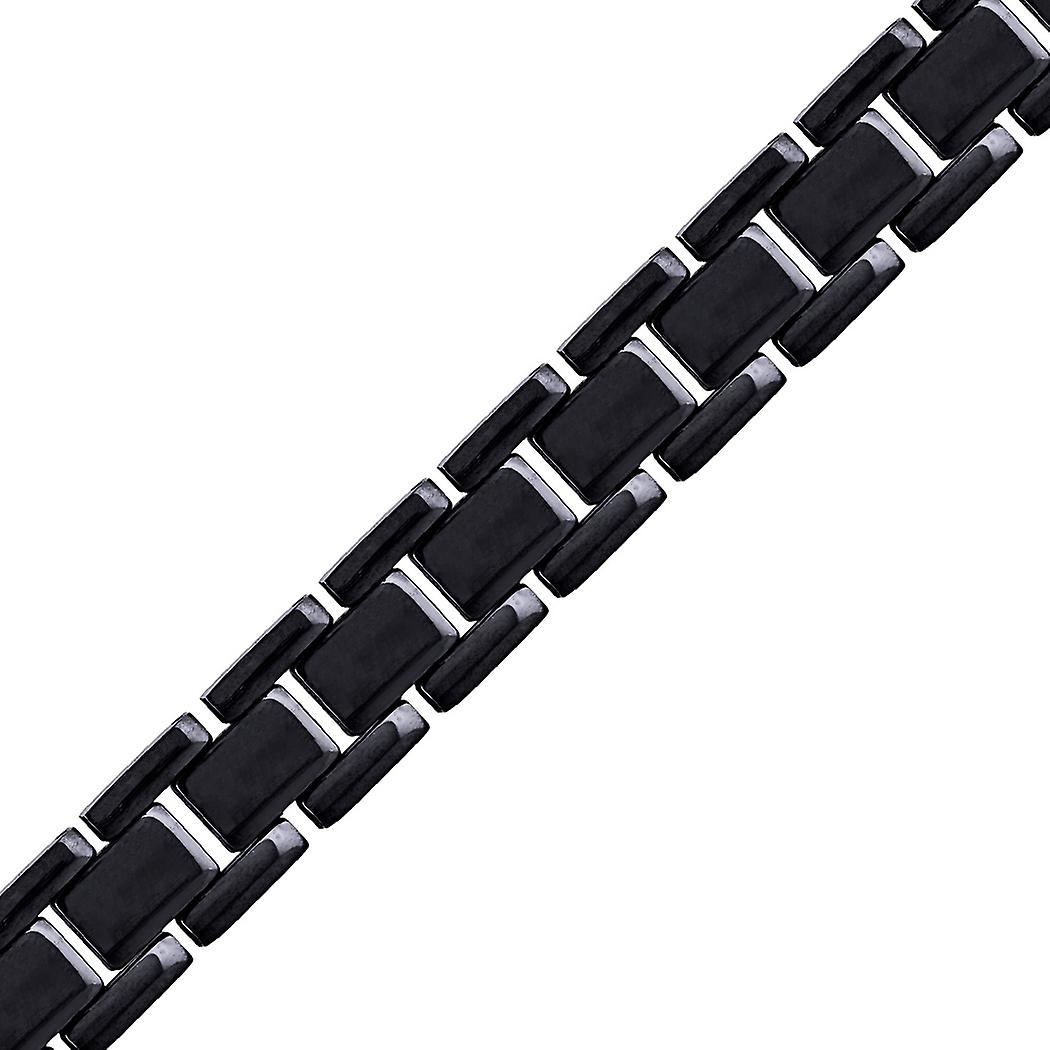 Pulseira masculina de aço inoxidável preta com elos de 8,5 polegadas.