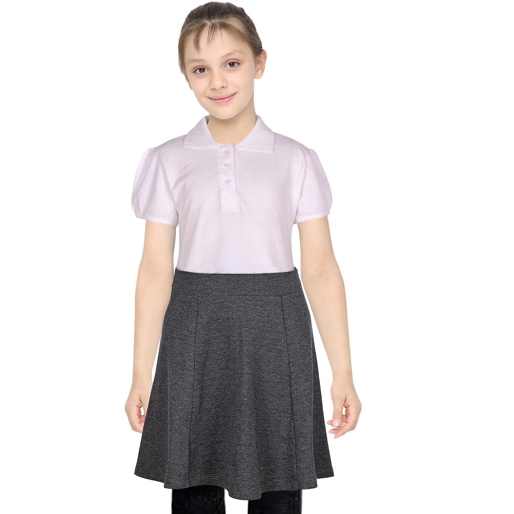 Kids Girls Plain School Uniform Skirt Elasticated Fit Summer Skater Skirts