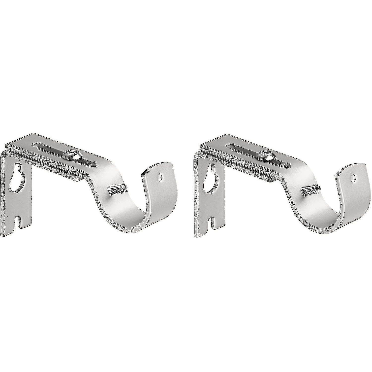 Adjustable Wall Mount Curtain Rod Bracket (Silver) (2 pieces)