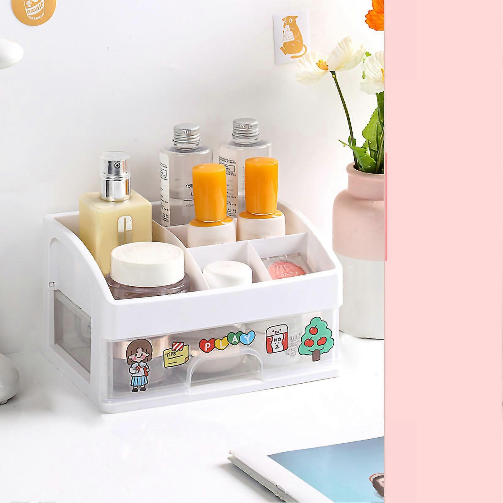 Cosmetic Storage Box Makeup Plastic Drawer Desktop Storage Case Multifunctional Stationery Container Two Layers
