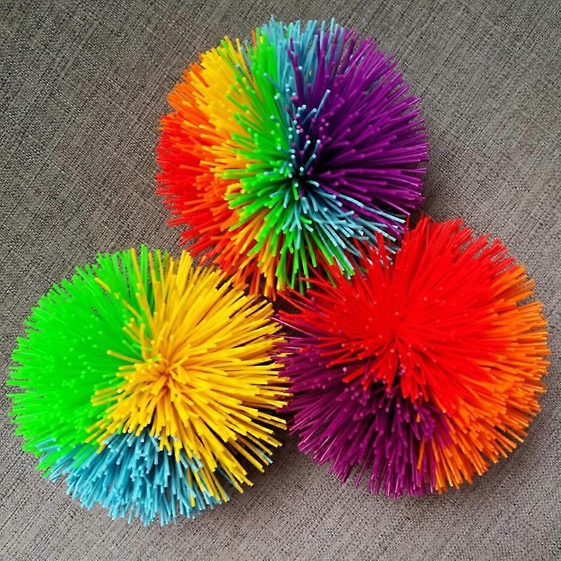3pcs Large Color Bouncy Ball, Sensory Stimulating Soothing Ball, Soft Silicone Rainbow Ball For Reaction