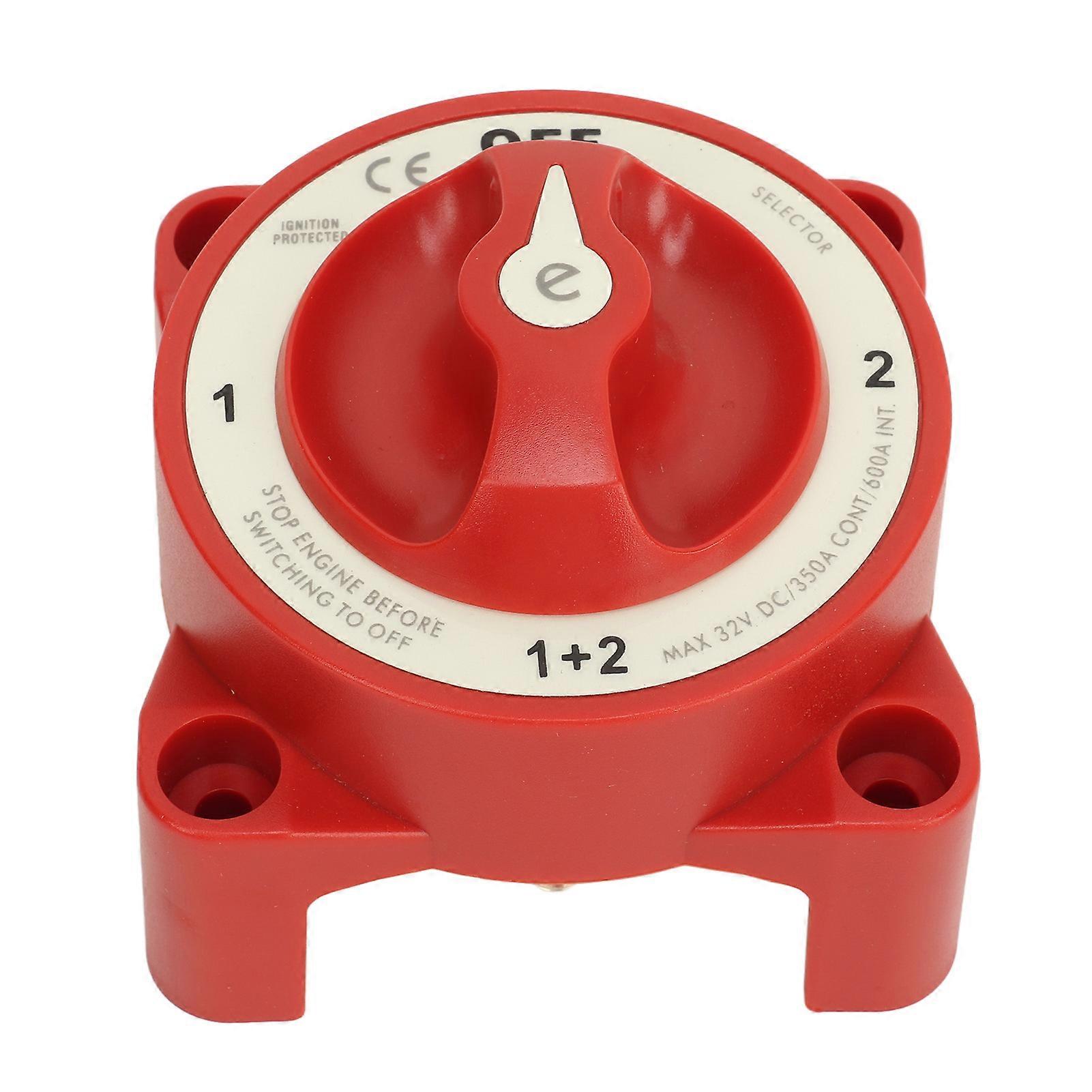 Battery Selector Switch Rotary Knob 3 Studs 350A 32V Battery Disconnect Switch for RV Marine Automotive 9002E( 4Position) E2U213