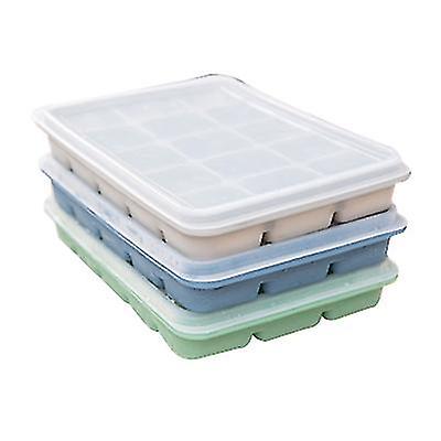 Green 15 Grid Rectangular Silicone Ice Tray Mold With Lid Az14833