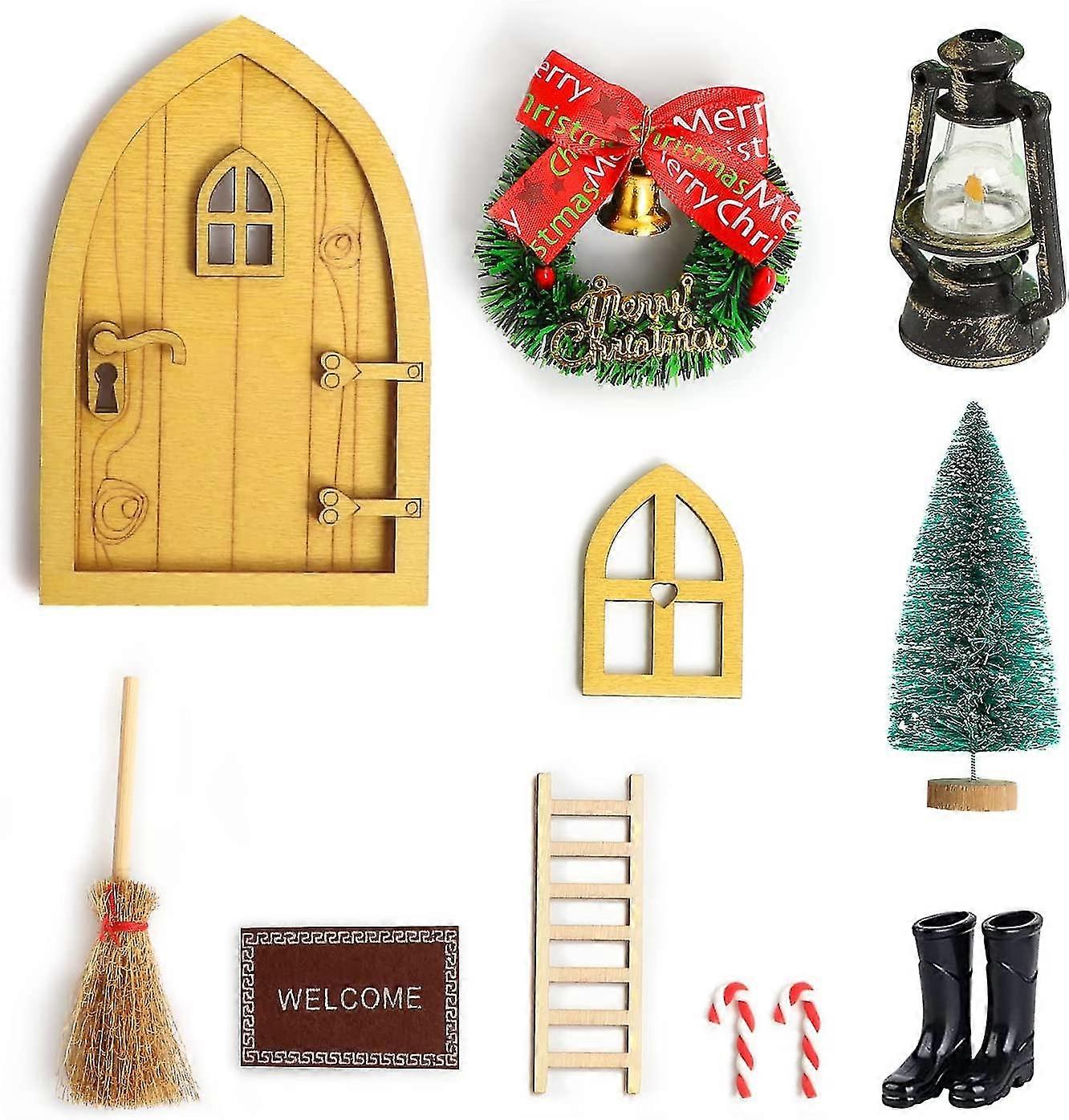 クリスマスドアセットキッズおもちゃの装飾セットのための9pcsドールハウスアクセサリー
