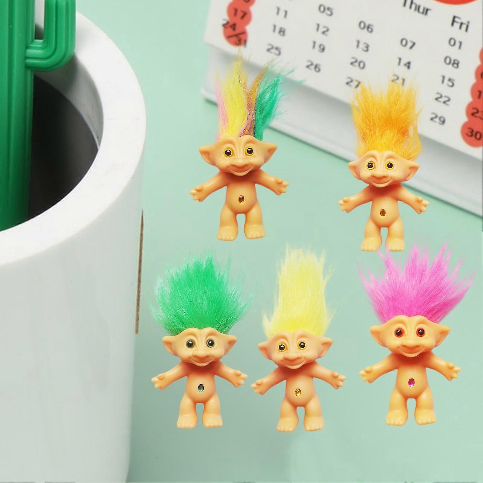 10cm Troll Doll Model Colored Long Hair Dam Doll Miniature Figurine ...