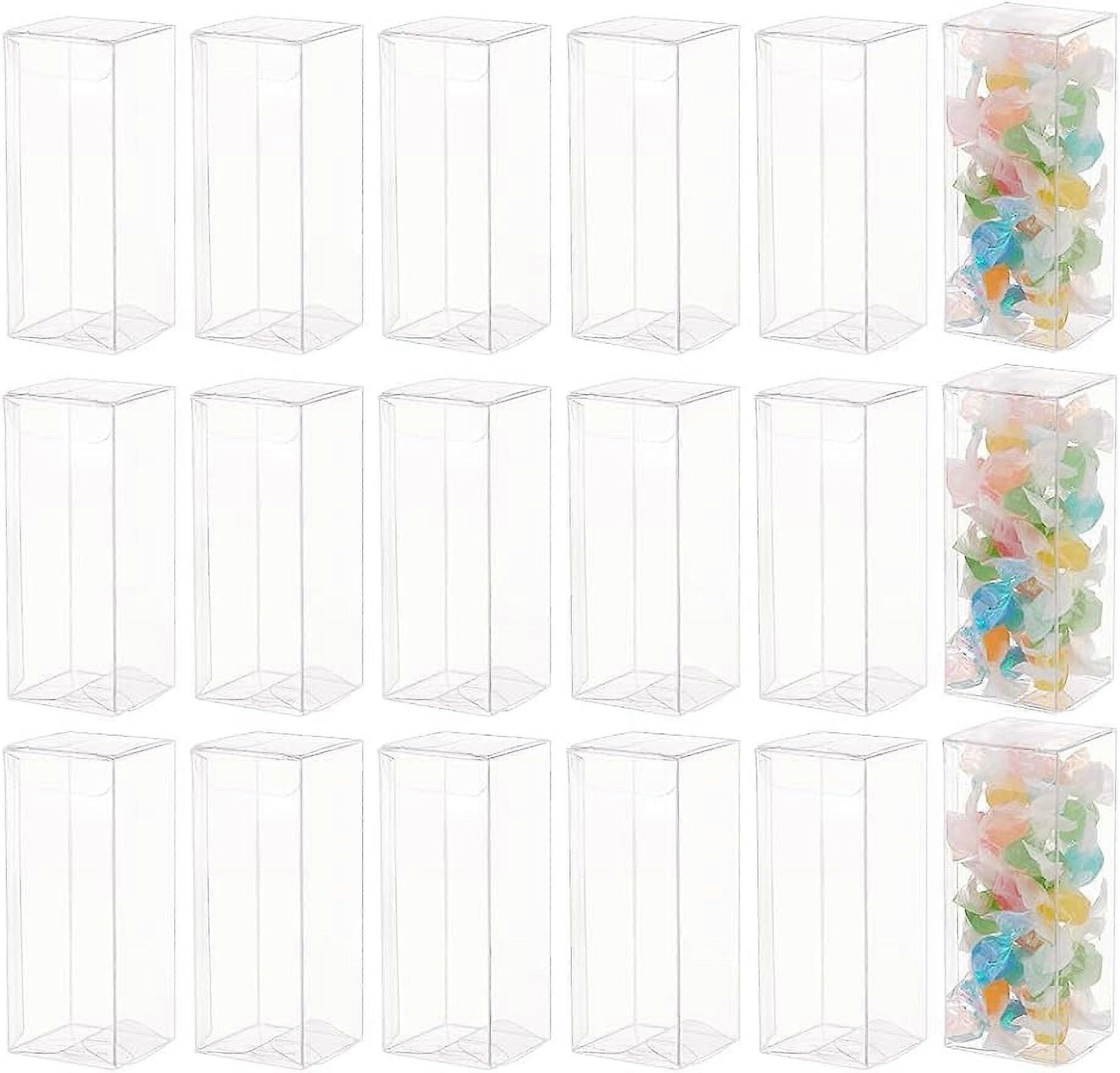 40PCS Transparent PVC Favor Boxes 1.57x1.57x3.94 inch/4x4x10cm Rectangle Clear Plastic Containers
