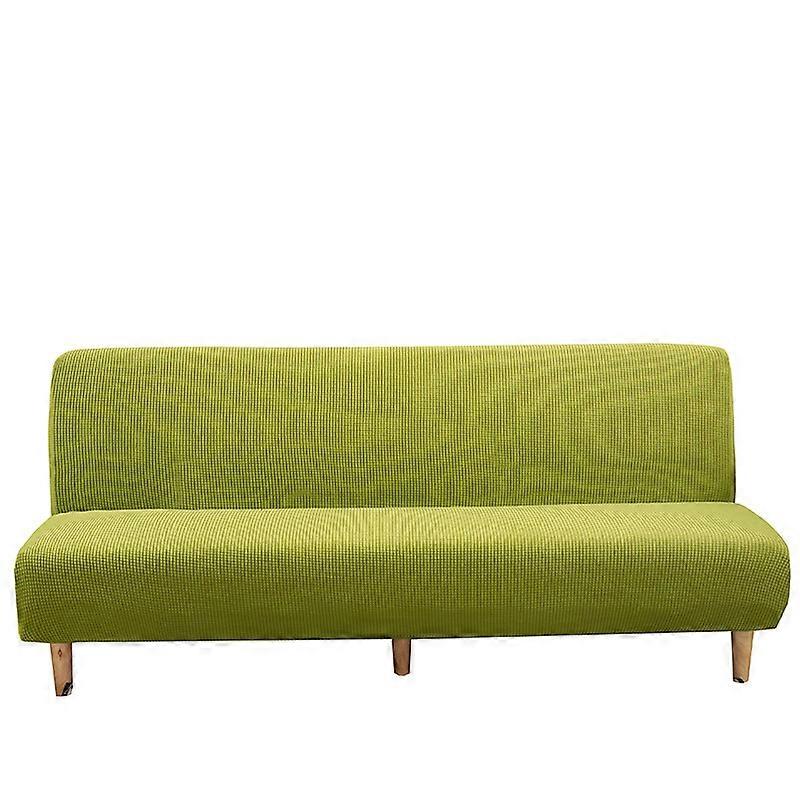 Armless Sofa Cover 3 Seater Solid Color Thick Waterproof Stretch Elastic Sofa Slipcovers for Folding Sofas and Sofa Beds. (Green)