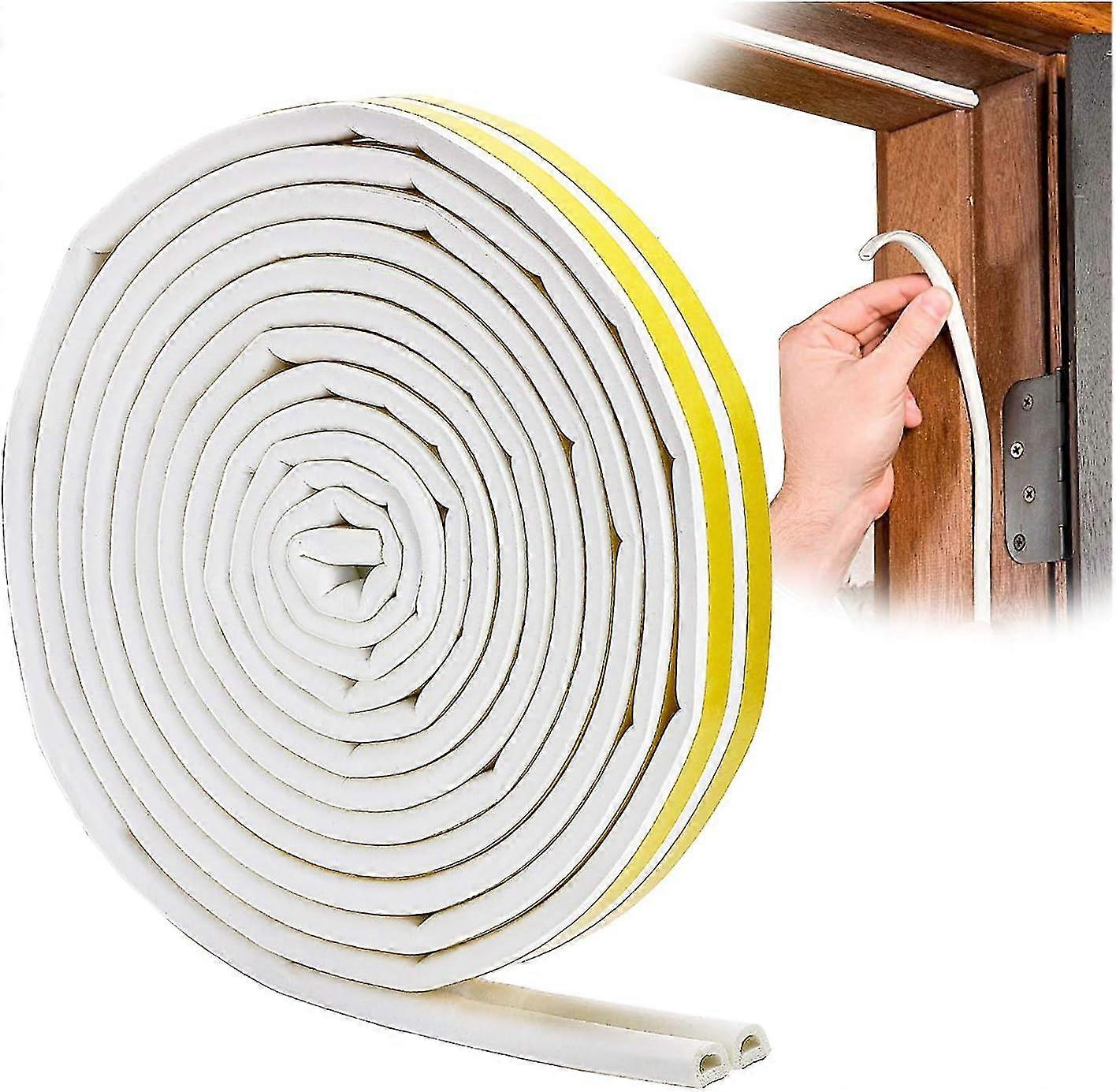 Gasket Strip, Door and Window Caulk with Strong Adhesion, Noise Insulation and Weatherproof, (D Type White)
