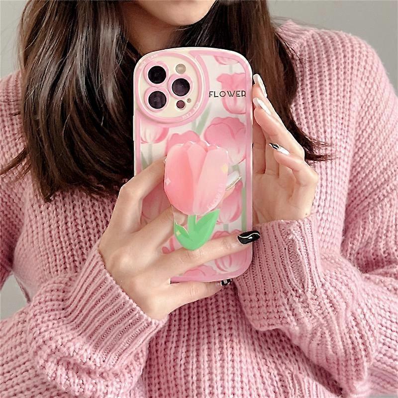 Apply to Flower Bracket Ring Holder Stand Soft Phone Case for iphone 13 14 Pro Max 12 MiNi 11 XR X XS 7 8 plus 6 SE Lens Protective Cover mobile phone
