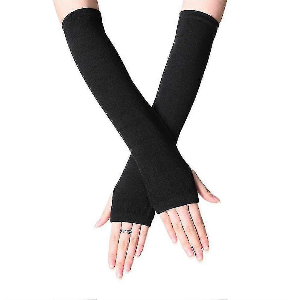 Kvinders håndled arm vanter lang hånd varmere fingerløse stribede handsker