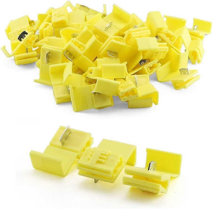 Double Row Solderless Wire Connector Wire Splice Connector (Yellow) 50 Pcs