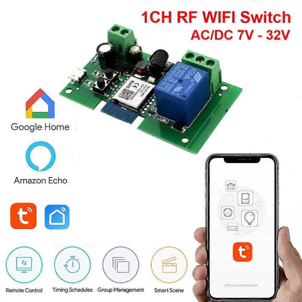 Smart Wifi Light Switch Garage Door Opener Controller 1/2/4 Gang RF 433 Module Tuya App Wireless Remote Control Work With Alexa