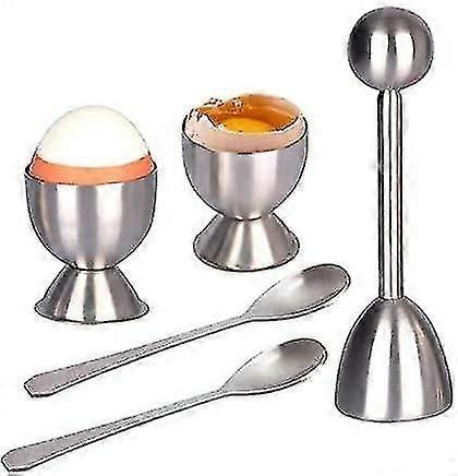 egg   shell cutter stainless steel egg holder 2 spoons+2 egg  s