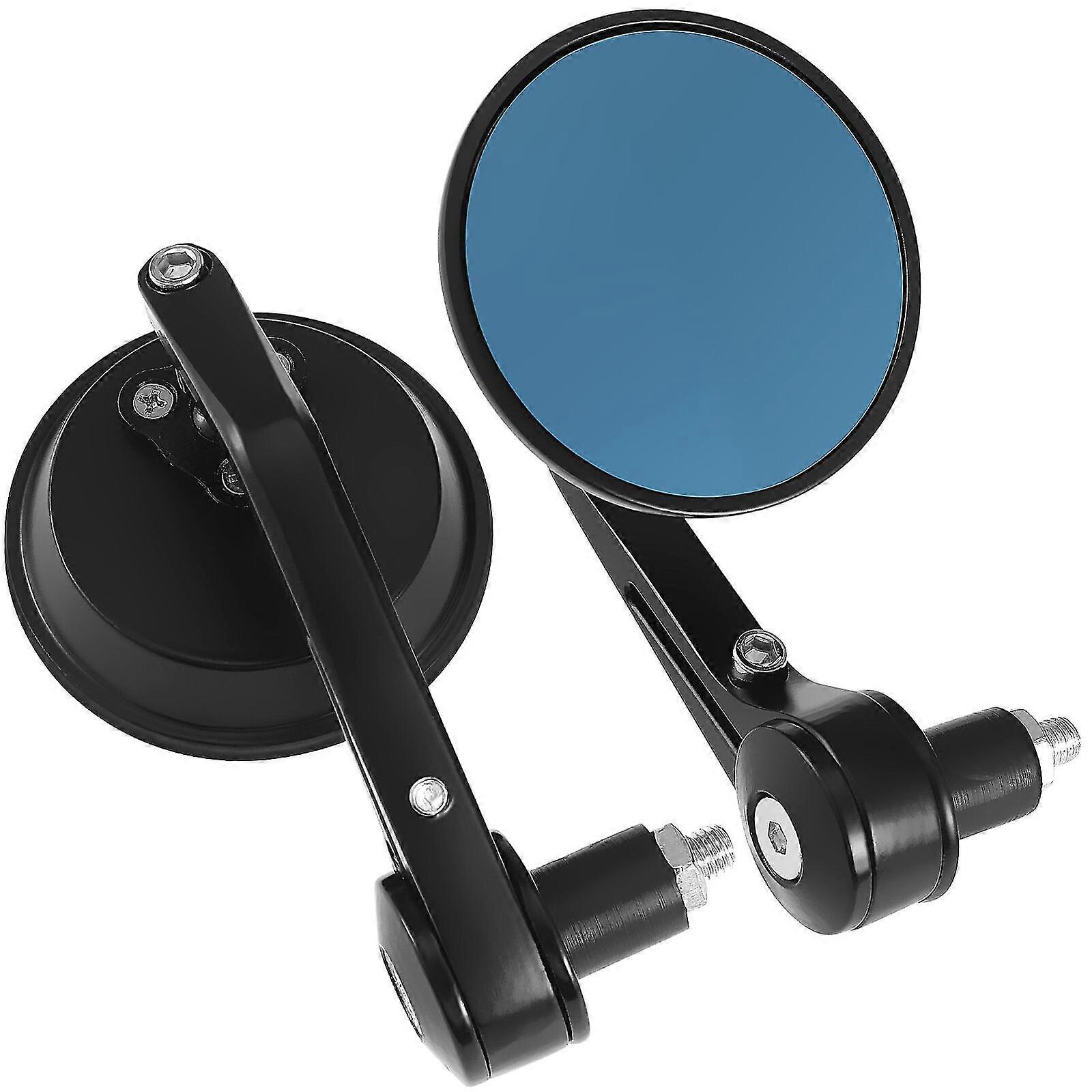 1 Pair Motorcycle Handlebar Mirrors Round Rearview Mirrors Bar End Mirrors Reflector