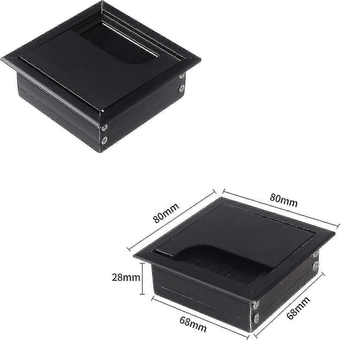 2024 80mm * 80mm alliage d’aluminium 2 pièces de bureau encastré montage câble passage avec joint à brosse Shibaod
