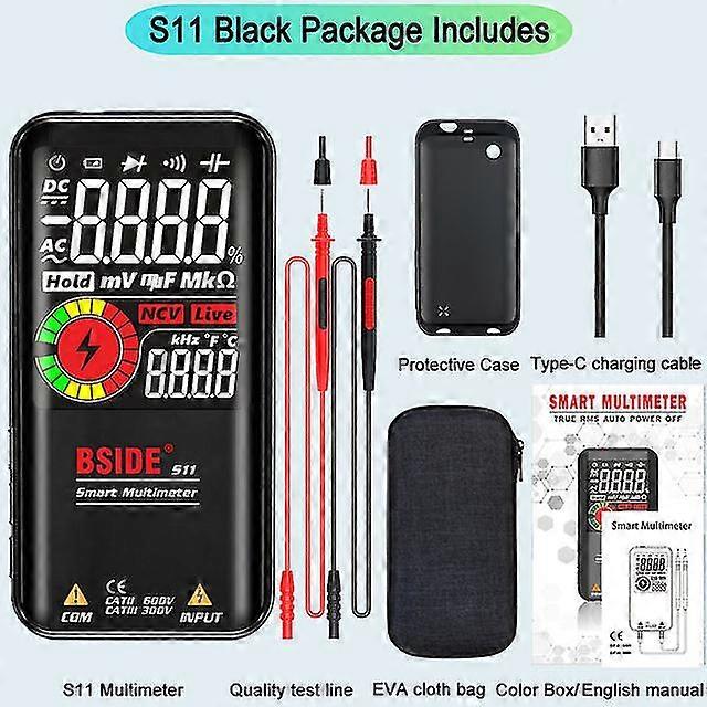 Digital multimeter capacitance diode resistance tester 9999counts dc ac voltage frequency continuity live wire test meter