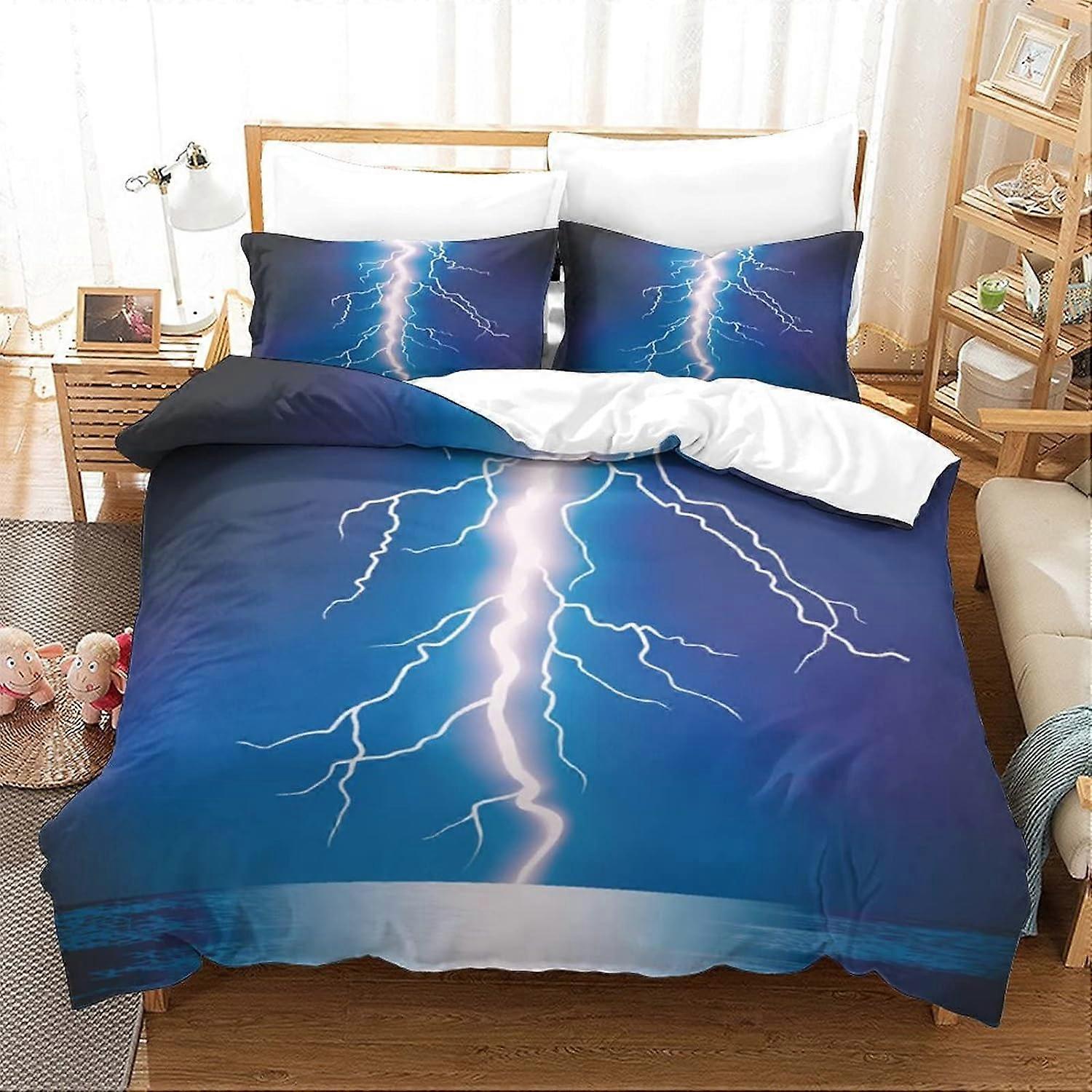 مجموعة الفراش Lightning D ، أغطية لحاف من الألياف الدقيقة سهلة العناية للأولاد والبنات الكبار مع إغلاق بسحاب واحد