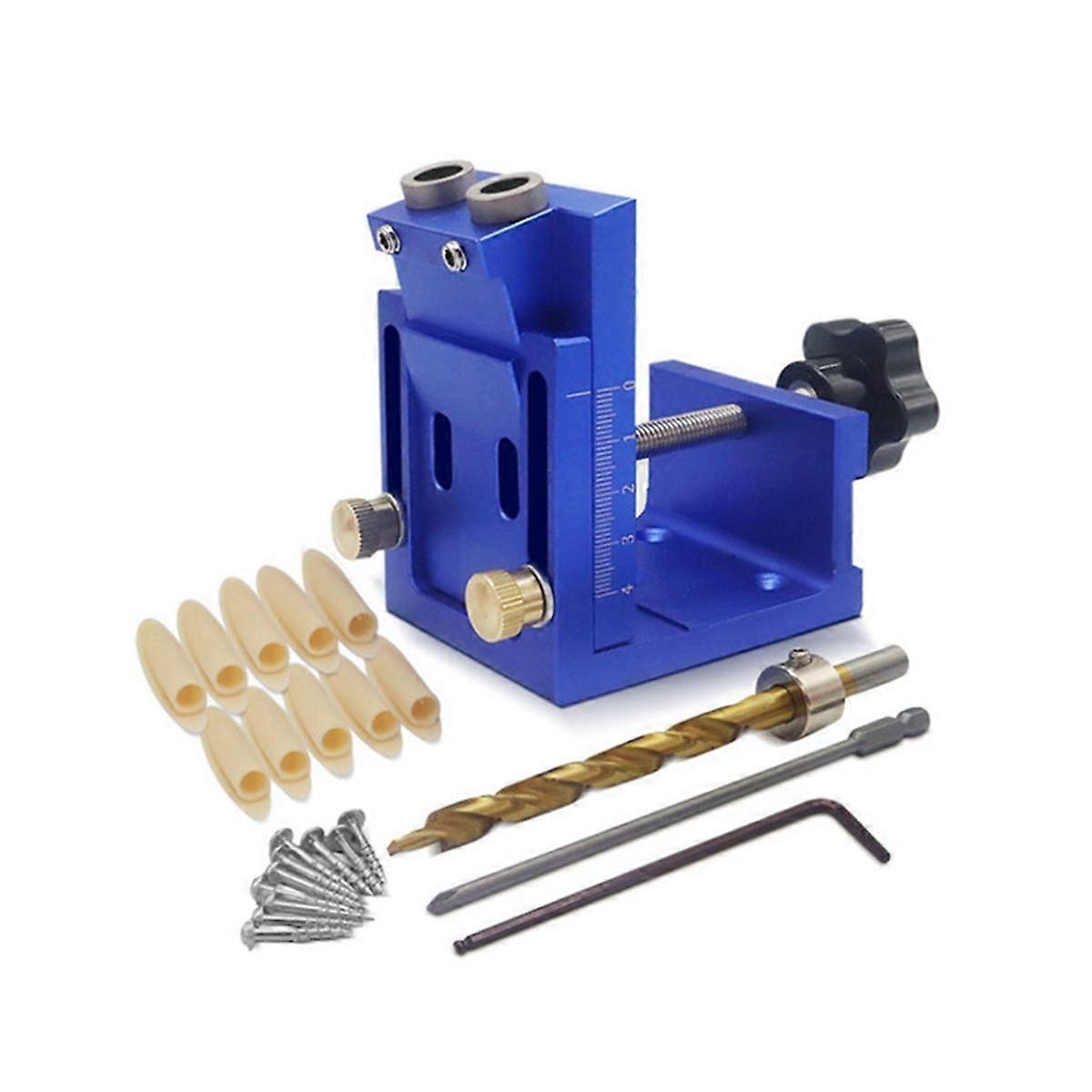 Pocket Hole Drill Guide Dowel Jig, Aluminium Oblique Hole Locator Drilling Kit Woodworker DIY Tools