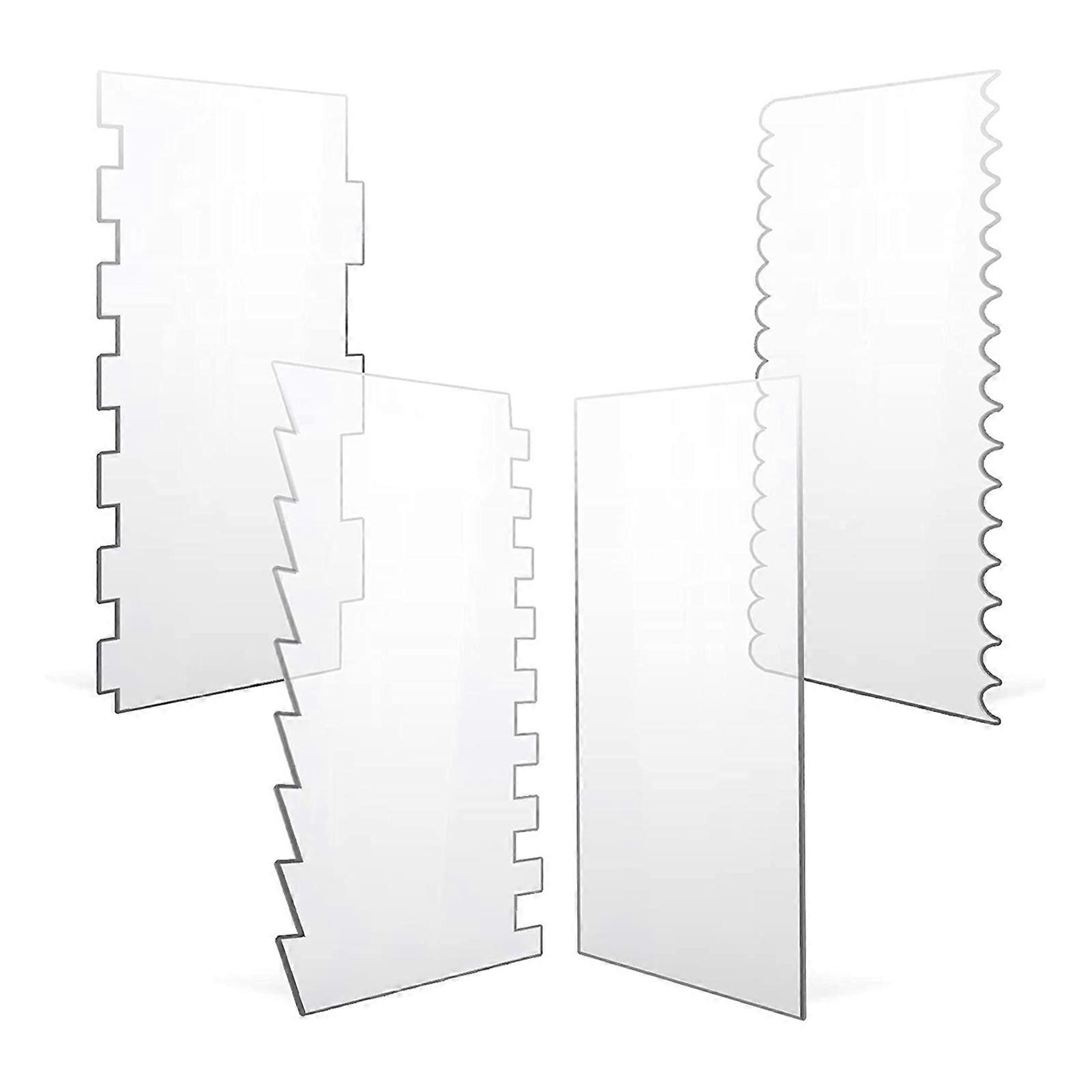 4PCS Clear Acrylic Cake Smoother Simple Design Scraper Without Handles for Making Beautiful Cake Edge