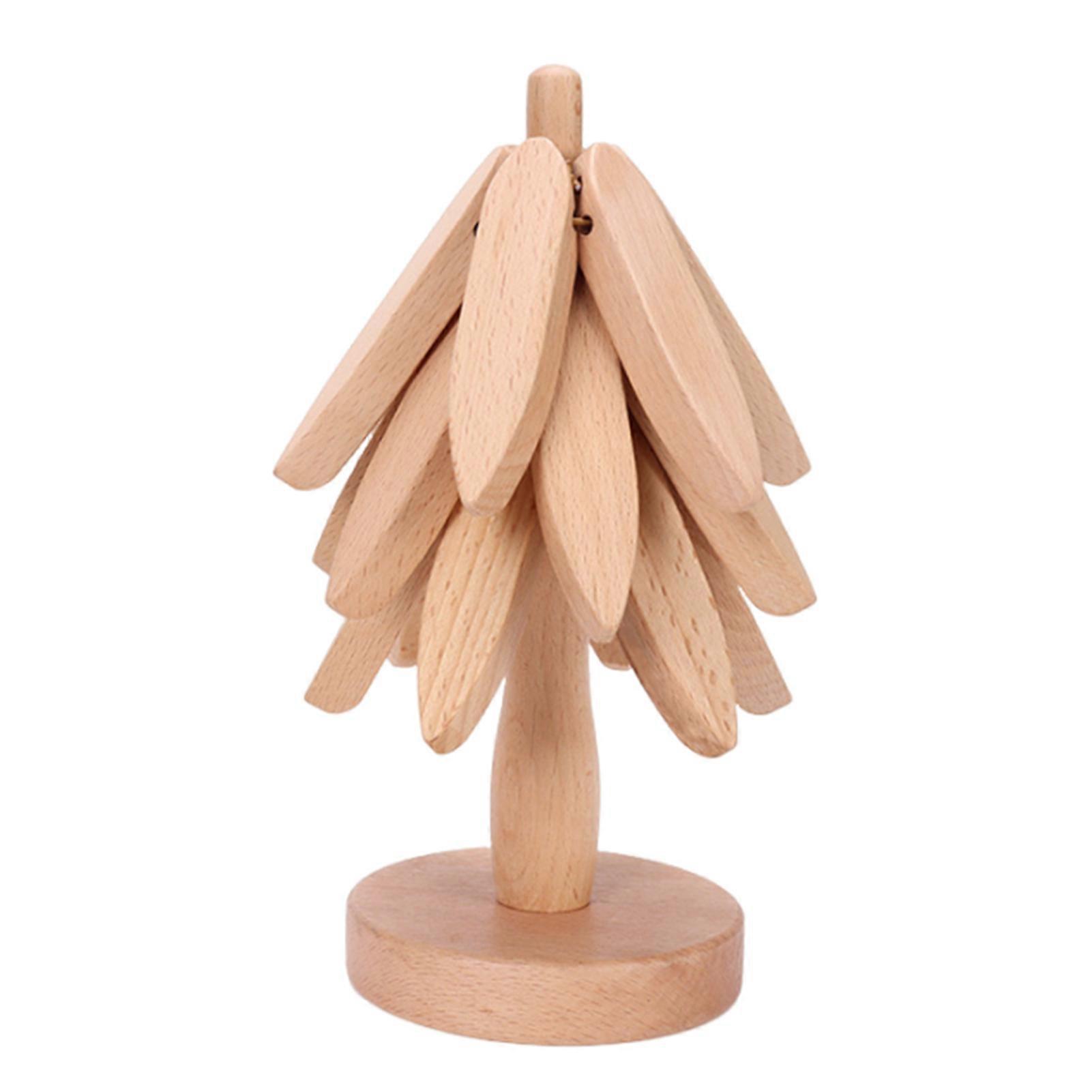 Wood Collapsible Hot Pad Trivet Tree Shaped Wooden Trivets Hot Dish Coaster For Wood Table