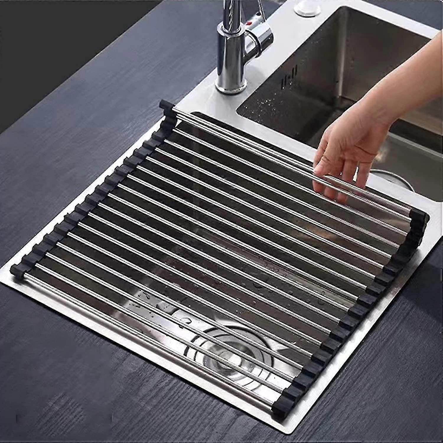 Less Steel Dish Drainer Kit Folding And Removable Less Steel R Dryer For Sink 43cm*35cm