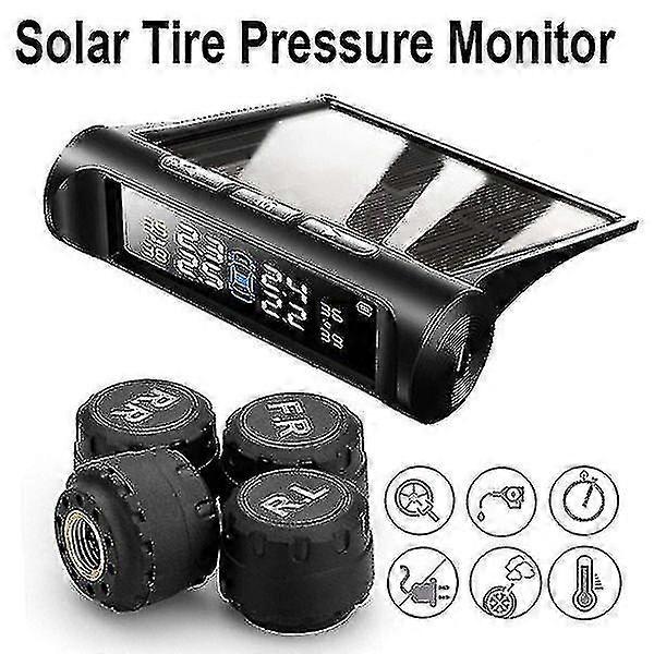 Solar Wireless Tpms Car Tire Tyre Pressure Monitor Monitoring System + 4 Sensors-t