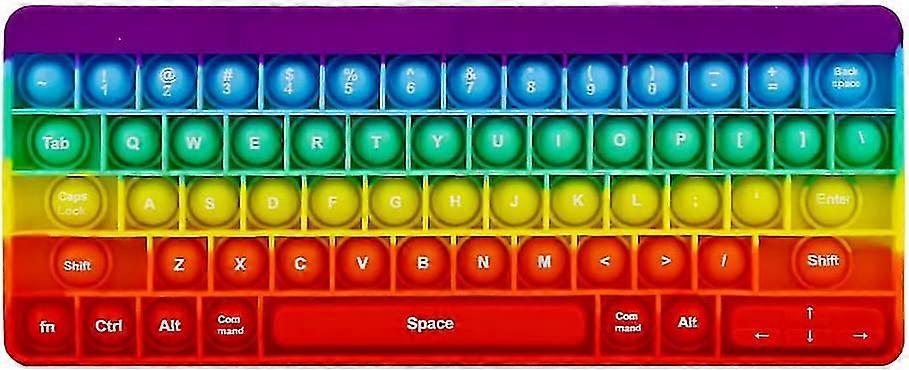 Wabjtam Push Toy Pop Bubble Toys Push It Pop Toys Rainbow Keyboard Shape, Pop Silicone Popper Toy Anxiety Stress Reliever Relief Autism Learning Ma