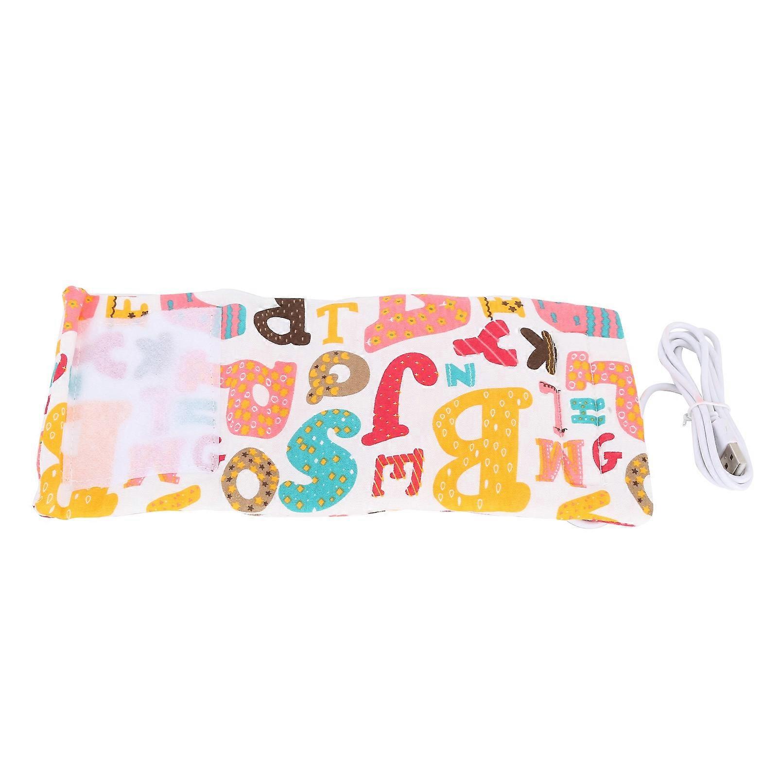 Baby Bottle Warmer Cartoon Portable USB Milk Bottle Heated Insulated Storage BagEnglish Alphabet