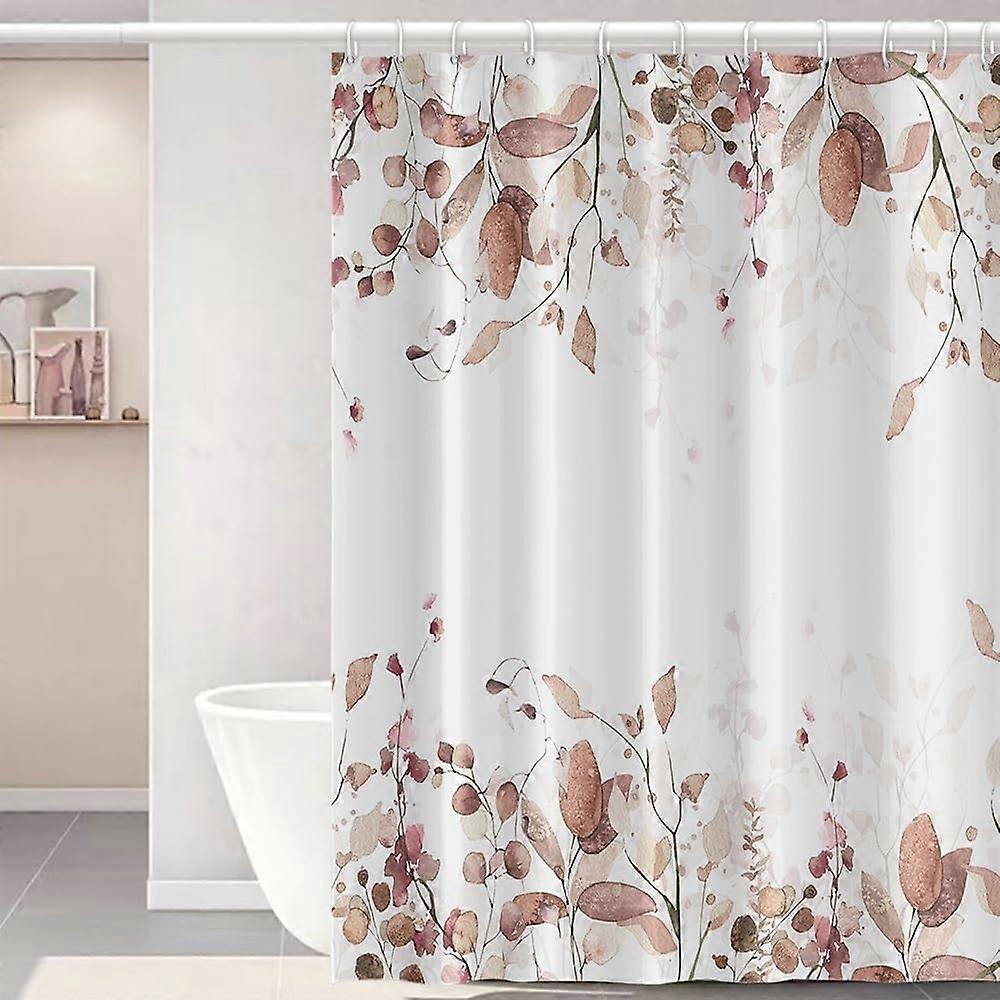 أوراق الخريف ستارة دش 72x84 بوصة أعلى معلقة أوراق الأوكالبتوس مجموعة ستارة دش مع خطافات الخريف ألوان مائية أوراق برتقالية صفراء مقاومة للماء F