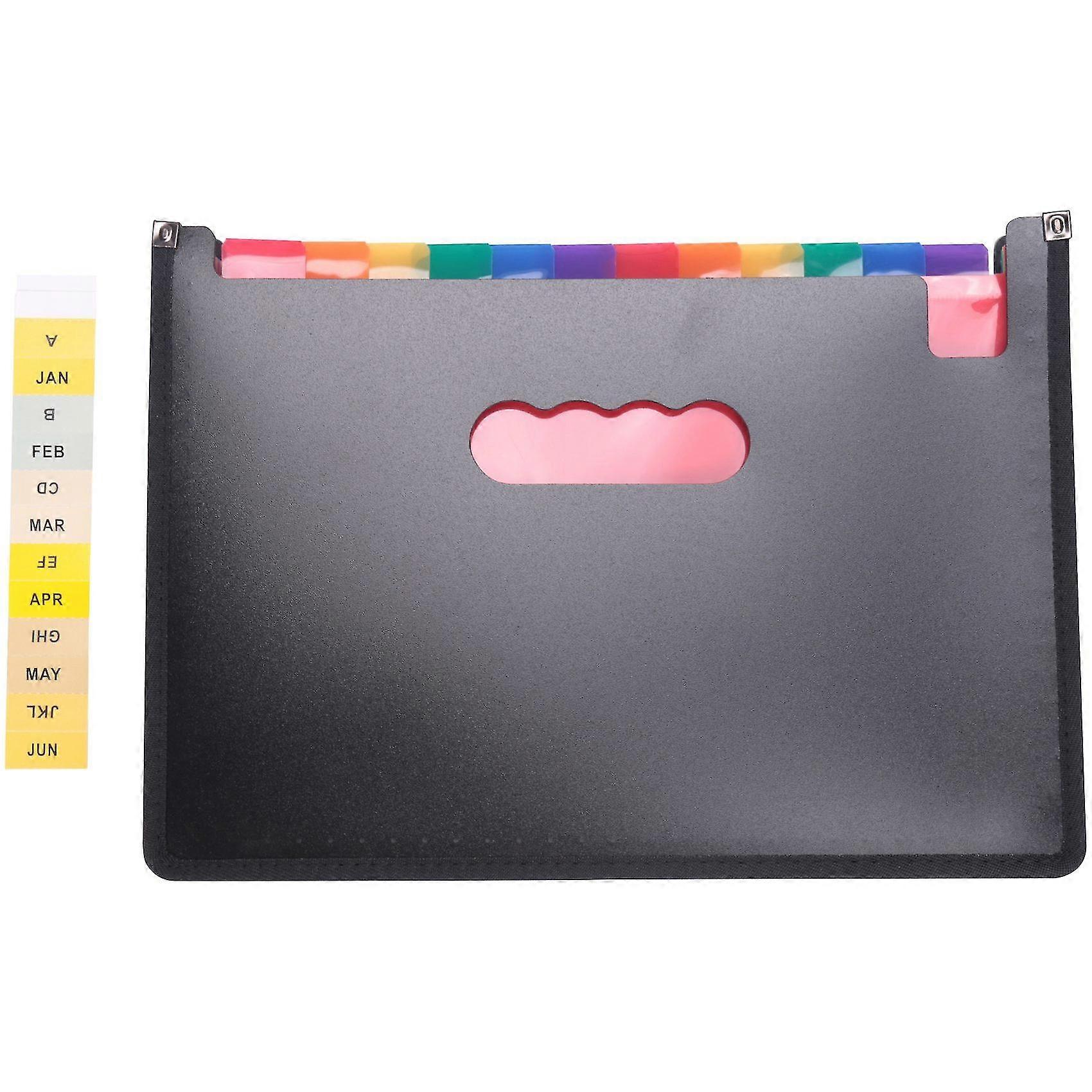 Expanding File Folder 24 Pockets, Black Accordion A4 Folder