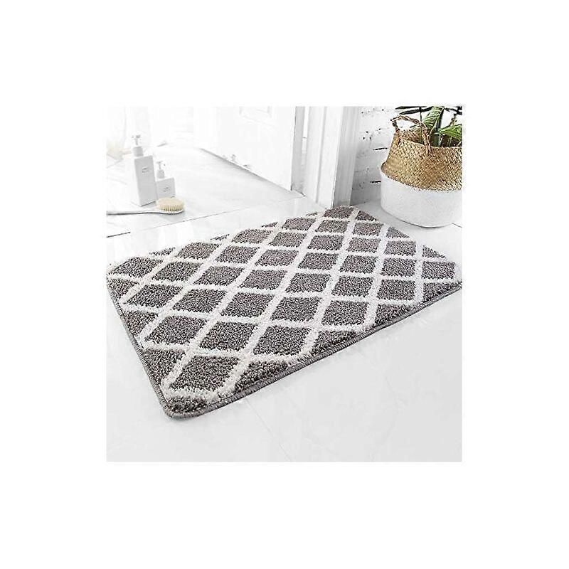 Extra Soft Microfiber Bathroom Rug Non-Slip And Water Absorbent Machine Washable Thick Plush Carpet for Shower (Grey, 50x80cm)
