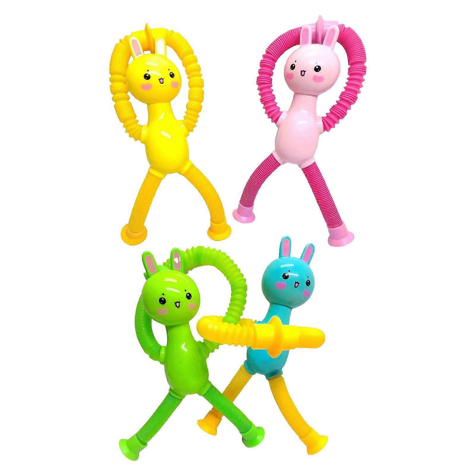 4Pcs Stress Relief Toy Transformable Shapes Easter Rabbit Sensory Toy with Suction Cup for Children Gift