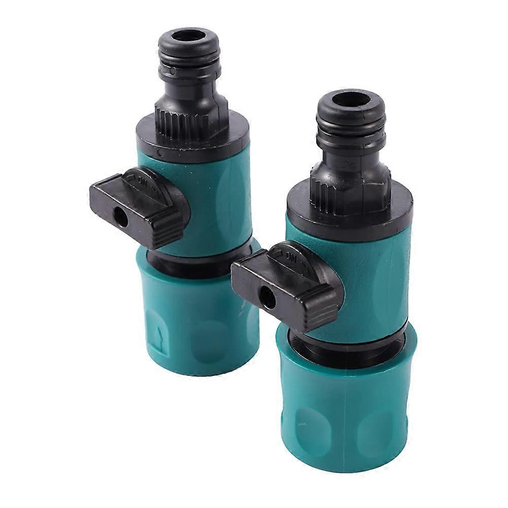 Set of 2 quick connectors for garden hose with valve 16mm