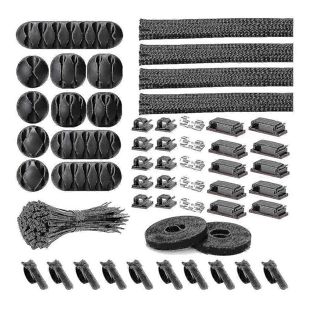 152 Pcs Cord Organizer Kit, Include Self Adhesive Clips, Cable Sleeves Management Clips
