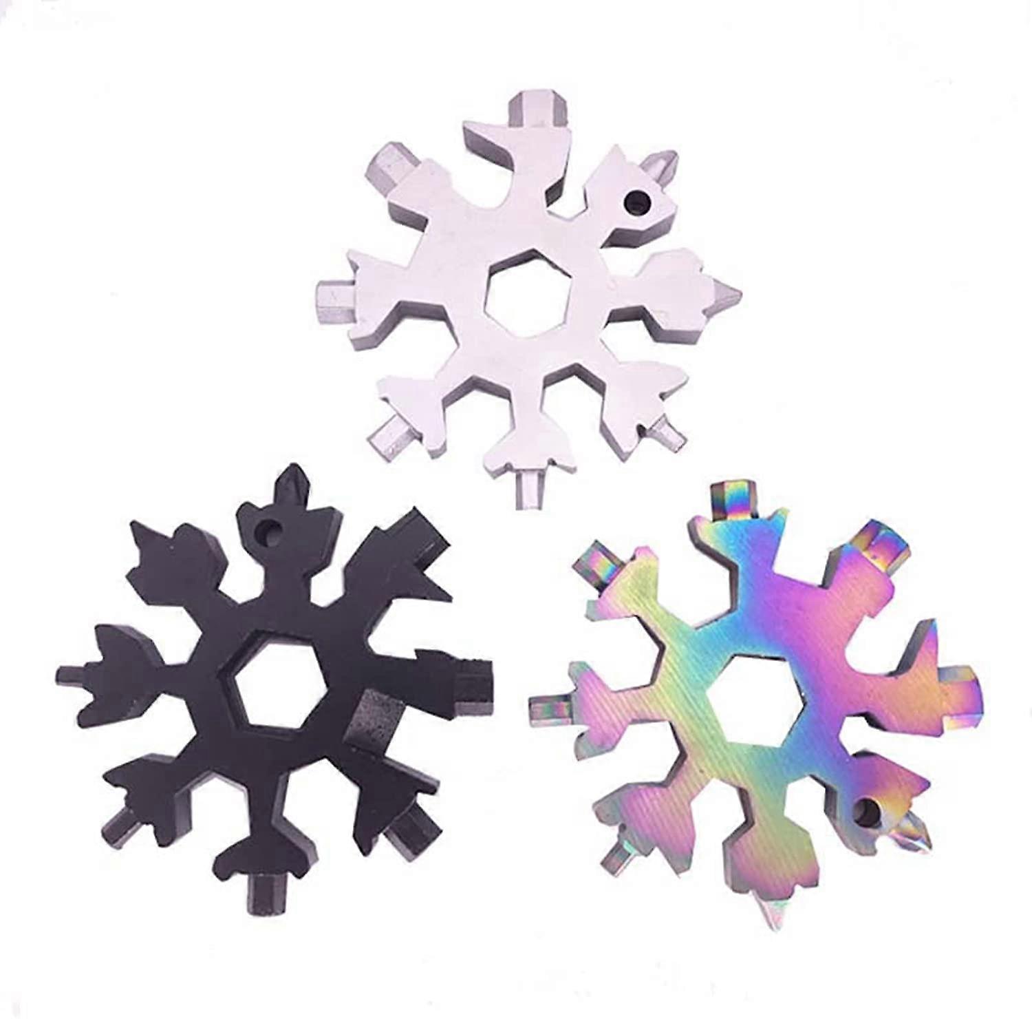 3 Piece Snowflake Multi Tool 18 in 1 Portable Snowflake Keychain Screwdriver Snowflake Multi Tool fo