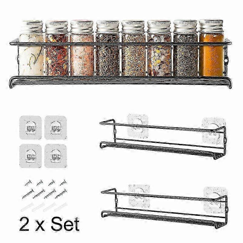 Hanging Kitchen Shelf Spice Holder Wall-mounted Cupboard Door Storage Rack 2pcs